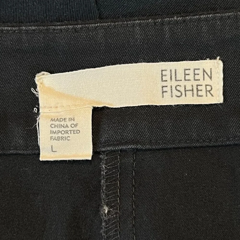 Eileen Fisher Straight Leg Pants Cotton Comfort Style Grandma Core Stretch L